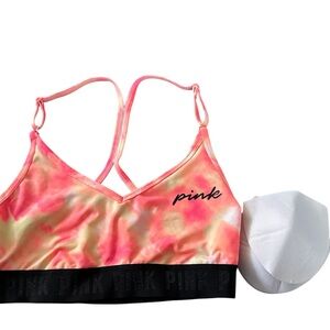 PINK Victoria's Secret tie-dye sports bra adjustable straps removable padding